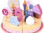 Drvena rođendanska torta za rezanje s ukrasima