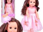 Lutka 36 cm s kosom koja se može češljati u ružičastoj haljini s leptirićima