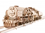 Drvene mehaničke slagalice UGEARS V-Express parna lokomotiva s tenderom
