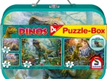 Dječje puzzle Dinosauri 4u1 u limenom kovčegu