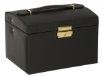 Black jewelry box with drawers and mirror