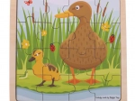 Drvena okvirna slagalica BIGJIGS TOYS patkica s pačićem – 16 dijelova