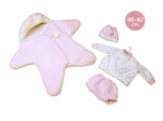 Odjeća za lutku NEW BORN 40–42 cm – ružičasti set s flisom s uzorkom zvijezda Llorens