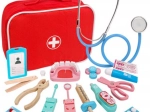 Wooden doctor set in a bag