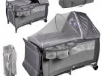 Travel baby cot with two levels and changing table, up to 15 kg
