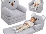 2-in-1 Fold-Out Kids Armchair Koala, Grey