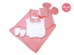 Llorens odjeća za lutku New Born 40–42 cm, 3-dijelni set s podlogom s uškama
