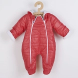 Zimski bebi skafander s kapuljačom i ušesima NEW BABY Pumi red raspberry