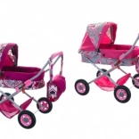 Duboka kolica za lutke s košarom i torbom, razne boje