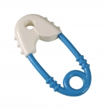 Dječja zvečka u obliku plavo-bijele sigurnosne igle