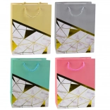 Poklon-vrećica s geometrijskim uzorcima i mramornim efektom 23 x 18 x 10,5 cm