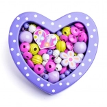 Mali ljubičasti perlići u obliku srca