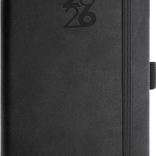 Stilski crni džepni planer s gumicom i držačem za olovku Aprint 2026