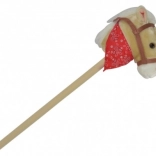 Plišani konj na štapu sa zvukom 80 cm, bež