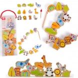 Drvene perle za nizanje Zoo Classic World, 13 kom