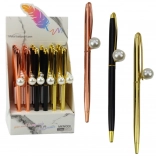 Metalna automatska kemijska olovka s bisernim završetkom, plava tinta 1,0 mm