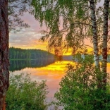 Dijamantno slikanje Zalazak sunca nad jezerom 30x40 cm