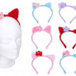 Karnevalska traka za kosu mačje uši s cvijetom – miks boja