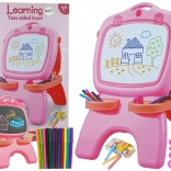 Dvostrana magnetna i kredna ploča – ružičasta sa šablonama