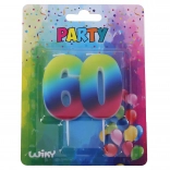 Rođendanska svijeća broj 60 duginih boja