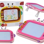 Magnetna ploča za crtanje 4 boje s brisanjem i 4 žigova – ružičasta