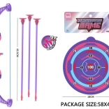 Dječji luk sa strijelama i metom, ljubičasti, 57 cm