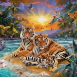 Dijamantno slikanje Obitelj tigrova 30x40 cm