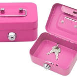 Metalna kasica s lokotom – ružičasta, 2 ključa