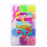 Set za izradu narukvica – šarene gumice s priborom u plastičnoj kutiji