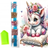 Dijamantno slikanje na platnu cvjetni jednorog 23 × 30 cm