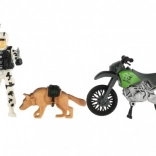 Vojni akcijski set s motorom, vojnikom i psom