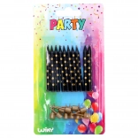 Svijeće s držačima sa zlatnim točkicama, 10 kom