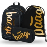 SET 3 komada BAAGL Core Metallic Bronze: ruksak, pernica, vrećica