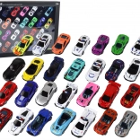 Set aluminijskih modela autića u kutiji 30 komada sportski i policijski automobili