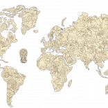 Drvena karta svijeta sa životinjama veličina M (57 × 38 cm) WOODEN CITY