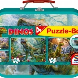 Dječje puzzle Dinosauri 4u1 u limenom kovčegu