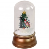 Staklena božićna dekoracija sa snijegom i snjegovićima, zlatna