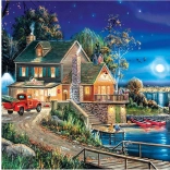 dijamantno slikanje Kuća na jezeru 30 × 40 cm
