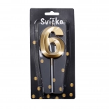 Zlatna rođendanska svijeća broj 6