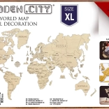 Drvena karta svijeta XL 120 × 80 cm crvena WOODEN CITY