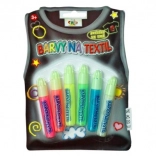 Boje za tekstil koje svijetle u mraku – set od 6 neonskih nijansi u aplikatoru 7 ml