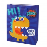 papirnata poklon-vrećica plava s dinosaurom 32 × 26 × 10 cm