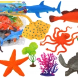 Set morskih životinja s 7 figura i vodenim biljkama