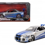 Metalni model automobila 2002 Nissan Skyline GT‑R R34 1:24 Brzi i žestoki