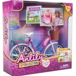 Ružičasti bicikl za lutke s košaricom i dodacima