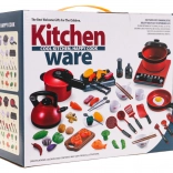 Crveni set lonaca s kuhinjom i priborom