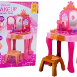 Dječji kozmetički stolić sa senzorom pokreta, dodaci, ružičasti