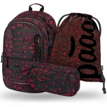 Školski set BAAGL Core Red Polygon – ruksak, pernica i vrećica