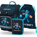 BAAGL 3 SET Ergo Minecraft Blue Axe: školska torba, pernica, vrećica