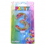 Rođendanska svijeća broj 3 s prugama